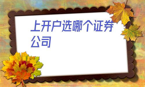 上开户选哪个证券公司(股票最低多少钱开户)